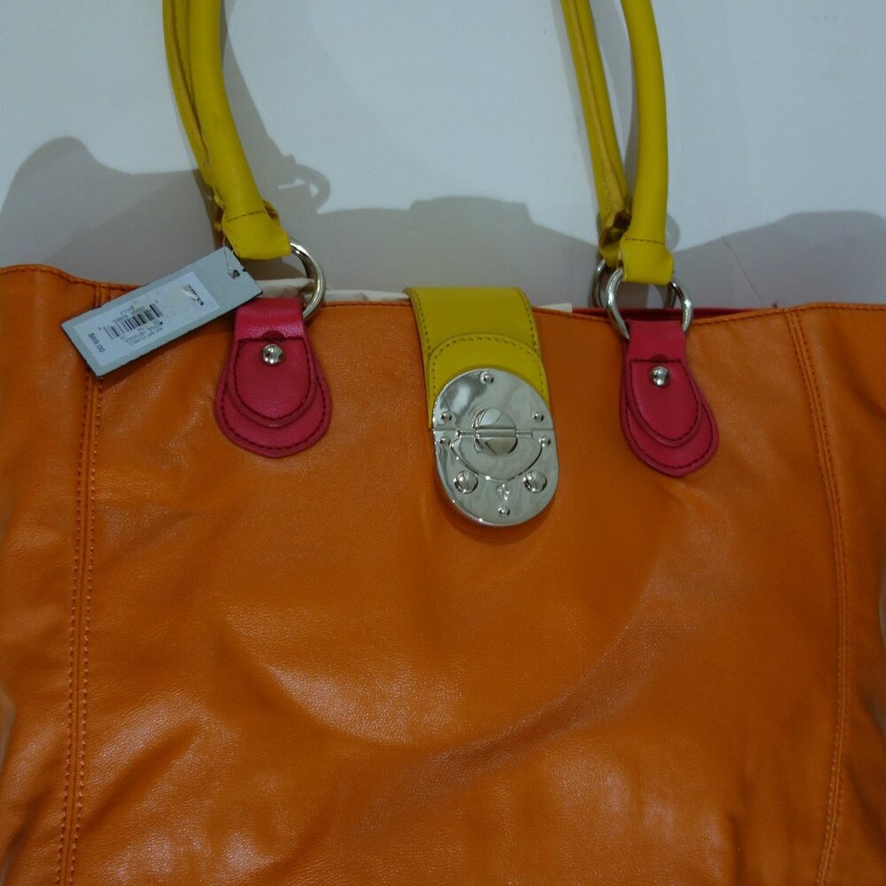 APT.9 Orange/Yellow/Pink Shoulder Bag w/Multiple Pockets inside & Outside $69